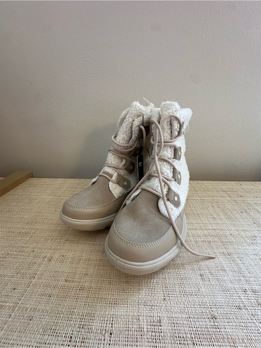 Sorel Women's Taupe and Cream Sherpa Lace-Up Boots - Picture 2 of 6